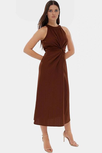 PayBuy Women Maxi Dress Woven Crinkle Fabric Halter Neckline a Line Casual Style Quality Craftsmanship Perfect Fit