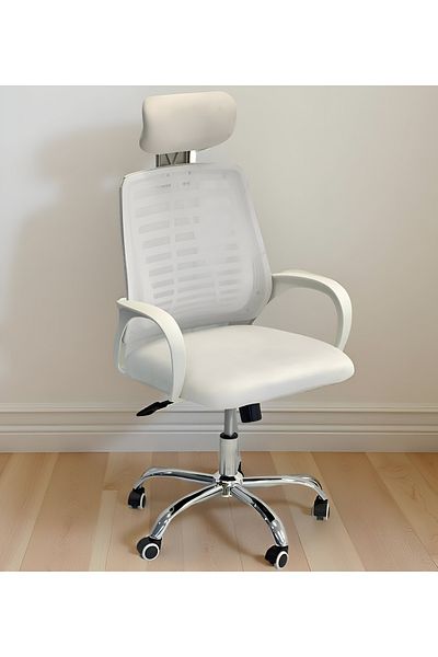 rexa Ergonomic White Office Chair with Breathable Mesh Back – Adjustable Height & Lumbar Support