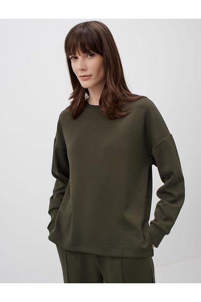 Jimmy Key Khaki Long Sleeve Crew Neck Oversize Sweatshirt