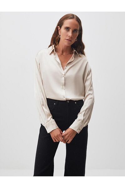 Jimmy Key Stone Long Sleeve Satin Shirt