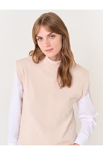 Jimmy Key Béžová pletená halenka bez rukávů s vycpaným polstrováním