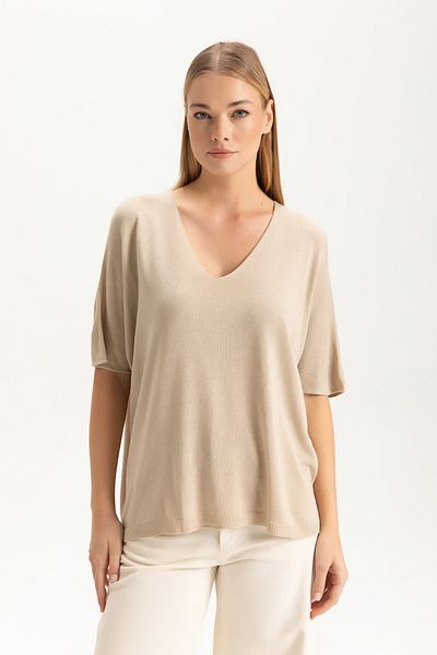 Glocal Hanorac elegant cu guler tricotaj