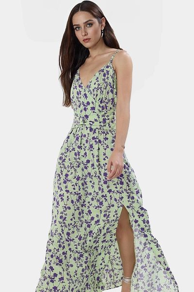 PayBuy Maxi Leopard Patterned a Line Viscose Dress Slit Detail Casual Elegance Distinguished Material