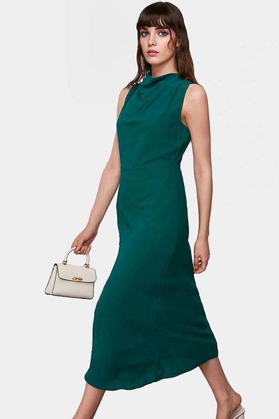 PayBuy Summer a Line Midi Woven Dress Degaje Collar Design Quality Craftsmanship High Quality Carefully Selected