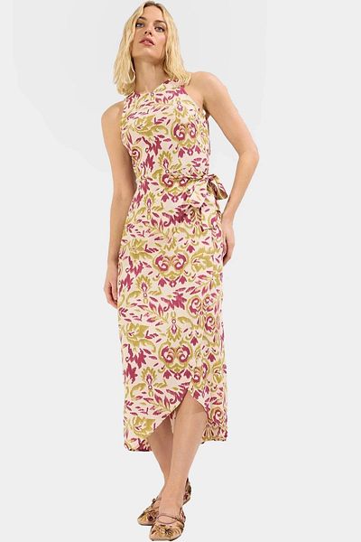 PayBuy Shawl Patterned Viscous Midi Dress A-Line Casual Summer Comfortable and Stylish Durable Material