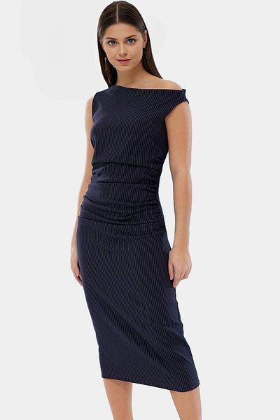 PayBuy Stylish Striped Midi Dress Summer Body-Hugging Woven Fabric Durable Material Premium Quality