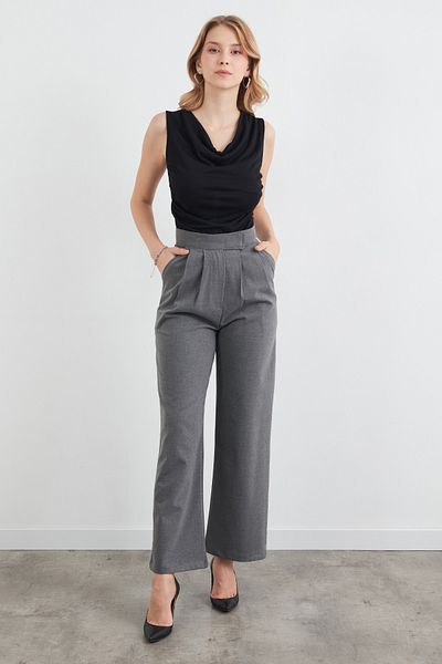 Fulla Moda Velcro Zippered Palazzo Fabric Trousers