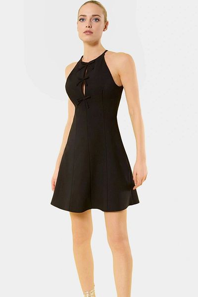 PayBuy Summer Bow Mini Dress Woven Fabric Skater Mold Professional Appearance for Daily Use
