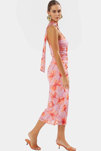 PayBuy Leopard Print Midi Length Tulle Dress Bodycon Mold Summer Lined Professional Look Modern Style