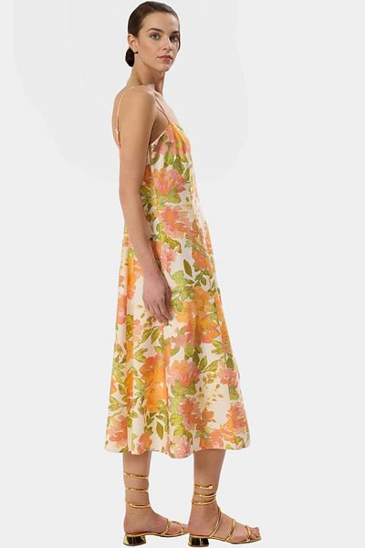 PayBuy Multi Floral Midi Dress Skater Pattern 100 Polyester Comfortable and Stylish for Summer Daily Use