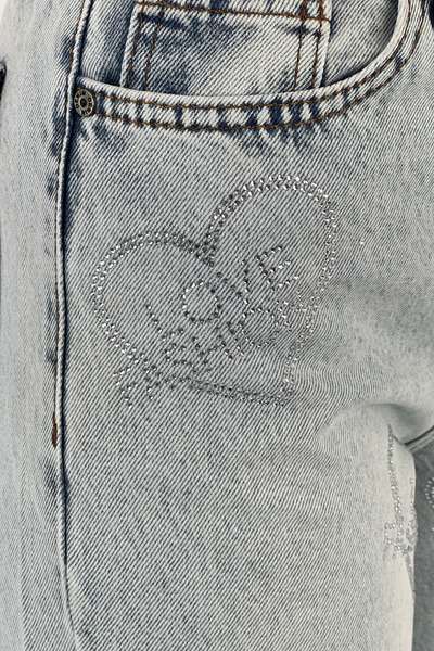 Miss Poem Blugi largi de damă cu picioare largi, pantaloni de denim albastru de gheață