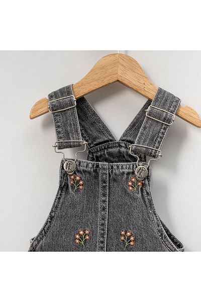 Overdo Girl's Floral Embroidered Denim Gilet
