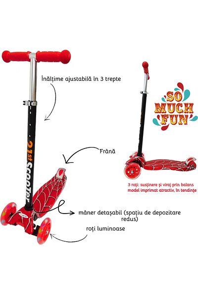 Salamandra Children's scooter with light-up wheels, red