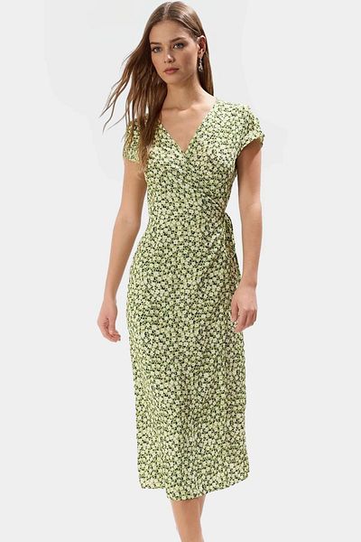 PayBuy Summer Floral Midi Dress Viscose Fabric Double Breasted Casual Style Comfortable Cut Carefully Selected
