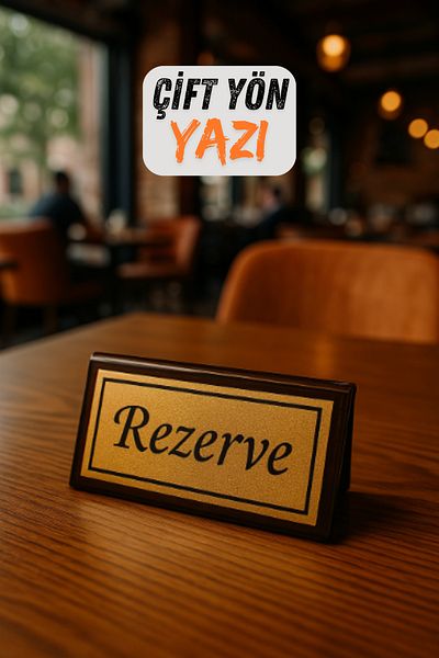 Happynesso Black Plexi Top Double Direction Gold Metal "Reserve" Lettering from Table Writing Series - 100 mm X 50 mm