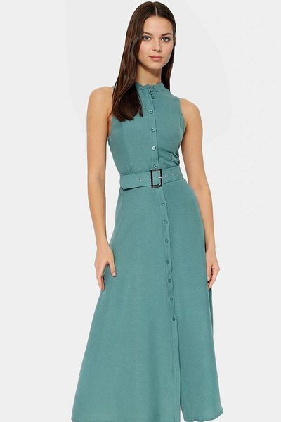 PayBuy Maxi Belted Shirt Dress Woven Polyester Summer Stylish Design Distinguished Material Trend