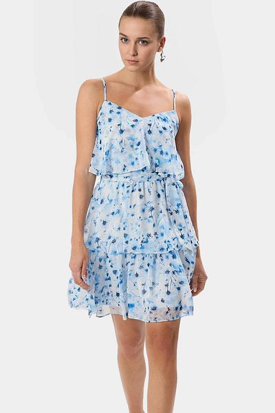 PayBuy Floral Pattern Chiffon Mini Dress V Neck Short Length Ruffled Custom Design Modern Style