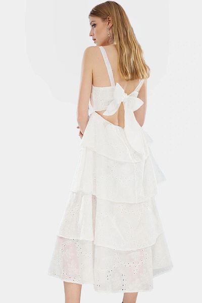 PayBuy Maxi Brode Woven Cotton Dress Waist Back Lace up Summer Zarifane Design Comfortable and Stylish