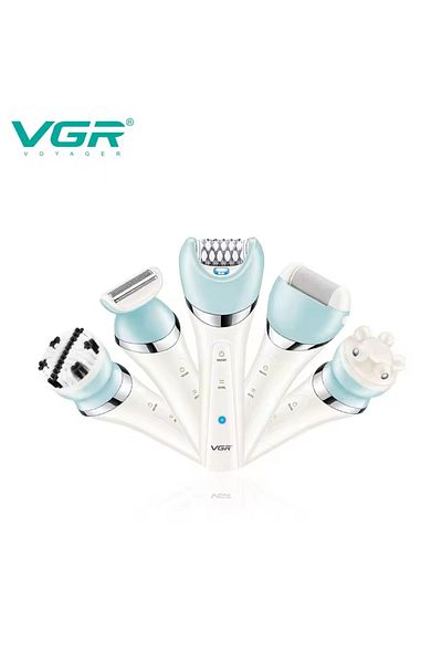 VGR Without Box Epilator 5 In 1 Electri Women Epilator Leg Body Hair Remover Cleaning Massage