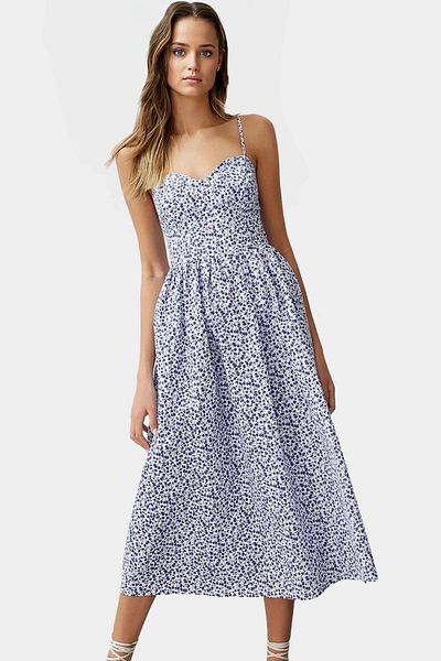 PayBuy Summer Floral Patterned Midi Dress Comfortable Fit Cotton Fabric Daily Use Zarifane Design