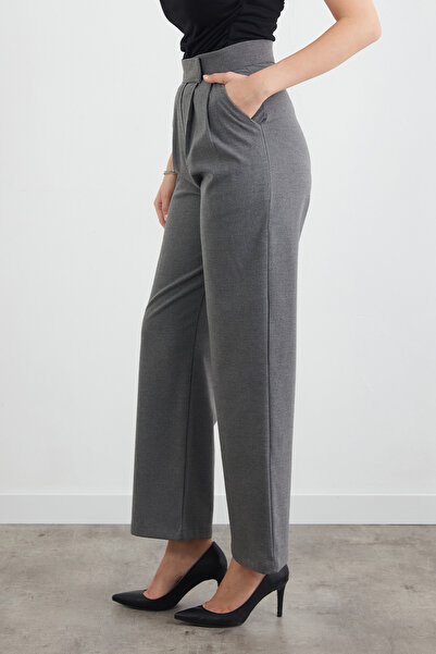 Fulla Moda Cırt Cırtlı Fermuarlı Palazzo Kumaş Pantolon