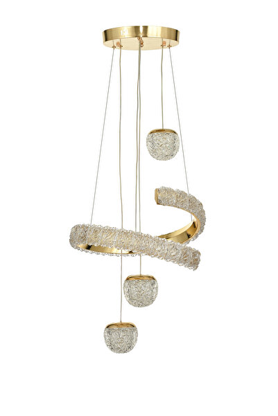 Avizemoda Milly 3'lü Dimmer Kumandalı 3 Renk Ledli (SARI-BEYAZ-GÜN IŞIĞI) Modern Akrilik Avize - Gold