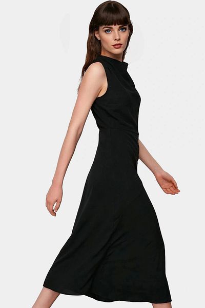 PayBuy Summer a Line Midi Woven Dress Degaje Collar Design Quality Craftsmanship High Quality Carefully Selected