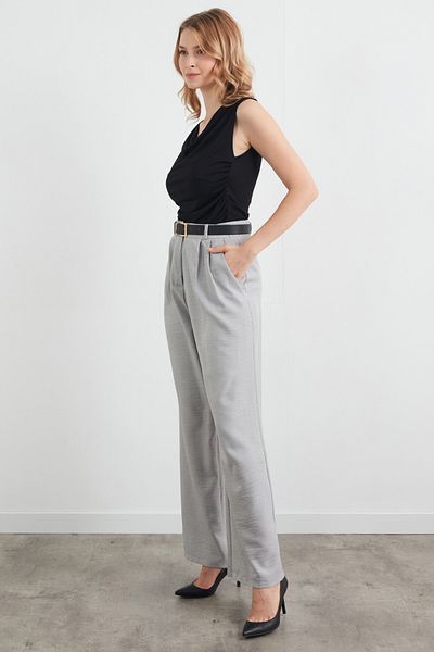Fulla Moda High Waist Palazzo Fabric Trousers