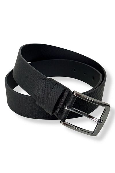Gesa Men's Faux Leather Sports Black Belt 4 cm