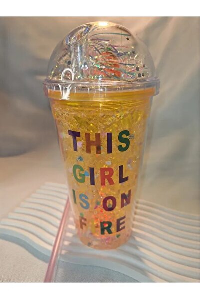 HUN Ice Effect Glass with Lighted Straw