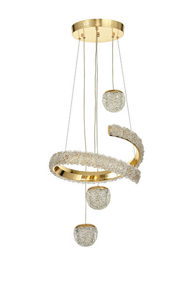 Avizemoda Milly 3'lü Dimmer Kumandalı 3 Renk Ledli (SARI-BEYAZ-GÜN IŞIĞI) Modern Akrilik Avize - Gold