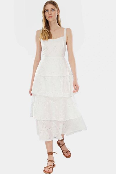 PayBuy Maxi Brode Woven Cotton Dress Waist Back Lace up Summer Zarifane Design Comfortable and Stylish