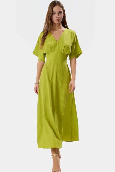 PayBuy Maxi a Line V Neck Short Sleeve Woven Dress Casual Daily Summer High Quality Trend Design