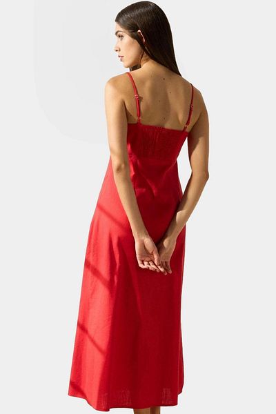 PayBuy Maxi a Line Sleeveless Linen Blend Dress Summer Casual Style Zarifane Design Special