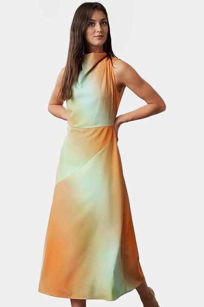PayBuy Summer a Line Midi Woven Dress Degaje Collar Design Quality Craftsmanship High Quality Carefully Selected