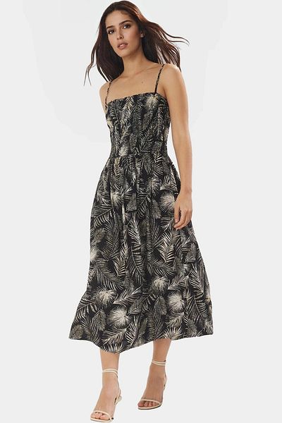 PayBuy Summer Tropical Print Viscose Midi Dress Square Collar Gipeli Carefully Selected Professional Look