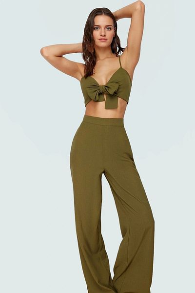 PayBuy Women's Tie-Up Blouse Pants Set Summer Beach Combination Perfect Fit Premium Quality