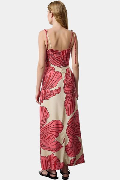 PayBuy Maxi Leopard Patterned a Line Viscose Dress Slit Detail Casual Elegance Distinguished Material