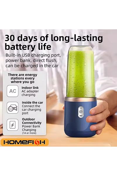 HAOYUNMA Blue 1Cup Portable Juicer Blender 400ml Electric Fruit Juicer USB Charging Lemon Orange Fruit Juicin