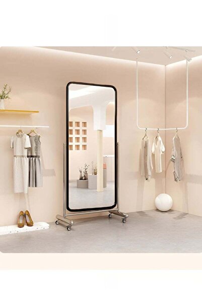 Taimi Large Mirror With Elegant Design 170 X 70 Cm - Full Length Mirror With Wheels And Black Steel Frame