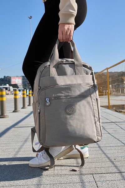 Sanmorris Unisex Αδιάβροχο μεσαίου μεγέθους Crinkle ύφασμα πολλαπλών τμημάτων Mink Laptop School and Travel Backpack