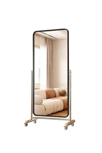 Taimi Large Mirror With Elegant Design 160 X 60 Cm - Full Length Mirror With Wheels And Black Steel Frame