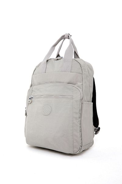 Sanmorris Unisex Αδιάβροχο μεσαίου μεγέθους Crinkle ύφασμα πολλαπλών τμημάτων ανοιχτό γκρι σχολικό και ταξιδιωτικό σακίδιο φορητού υπολογιστή