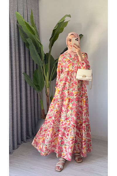 Molly Nelly Women's Floral Printed Long Summer Dress Slim Dress