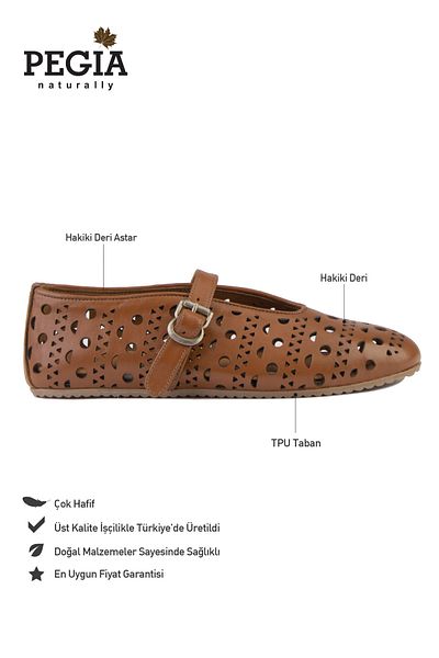 Pegia Genuine Leather Women's Patterned Ballerinas 700952