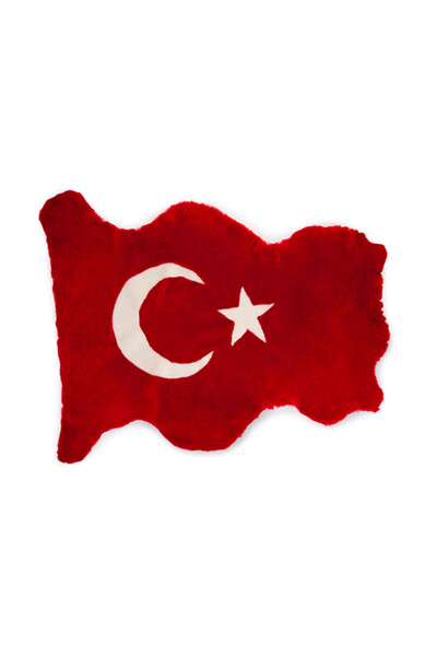 Erdoğan Deri Moon Star Patterned Genuine Sheepskin Rug Length 70 cm Width 80 cm