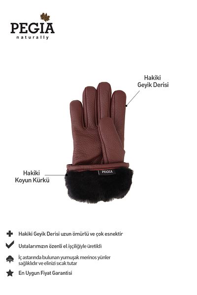 Pegia Fur Lined Leather Men's Gloves 24El01