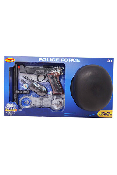 Salamandra Police Set with Pistol, Helmet, Baton, Handcuffs, Whistle and Radio, 6 Pieces