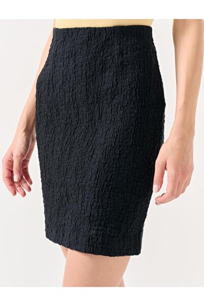 Jimmy Key Čierna tkaná sukňa Slim Fit s vysokým pásom