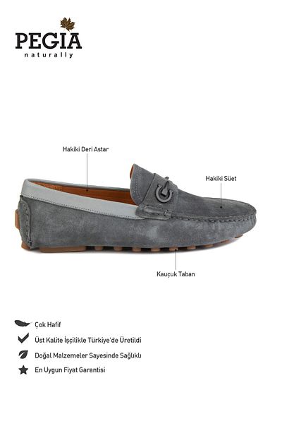 Pegia Γνήσιο Suede Ανδρικό Loafer με αγκράφα 500909